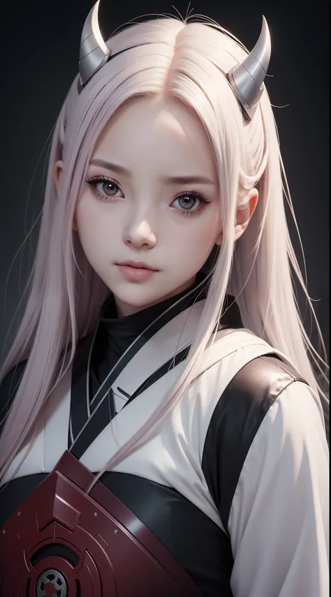 Hot portrait image, masterpiece, solo, extremely accurate rendering, cold beautiful Haruno Sakura, light makeup, reliable young girl, savior of the world, simple design, best image, 8K, white eyes, same color as the original demon ninja.