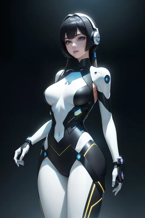 ((best qualtiy)), ((tmasterpiece)), (the detail:1.4), 3D, A beautiful cyberpunk female image,HDR（The appearance of the high-cyberpunk female robot is futuristic and technological，It presents a perfect combination of transparent materials and mechanical ele...