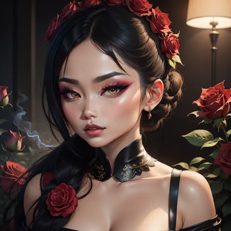 Red Rose Asian Little Beauty smoky makeup