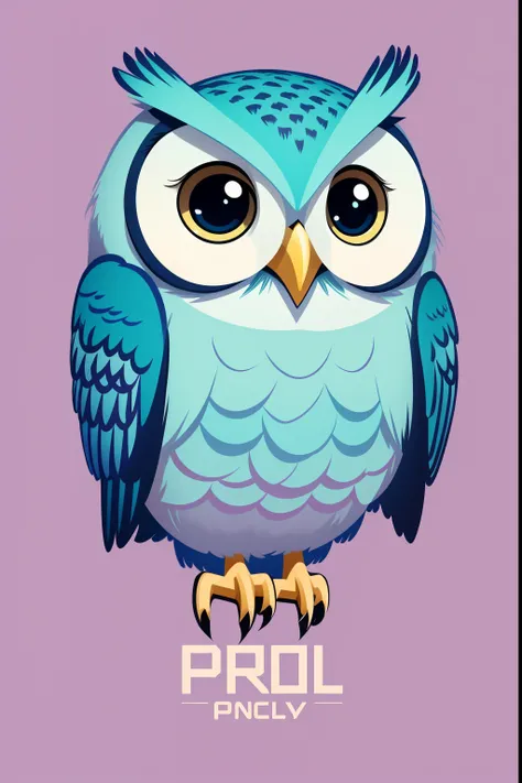 an animated owl for logo design pretty and 2d pastel colors, hd, abstrat style