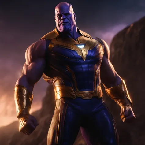 Thanos, to super man body cinematic, futuristic, 8k