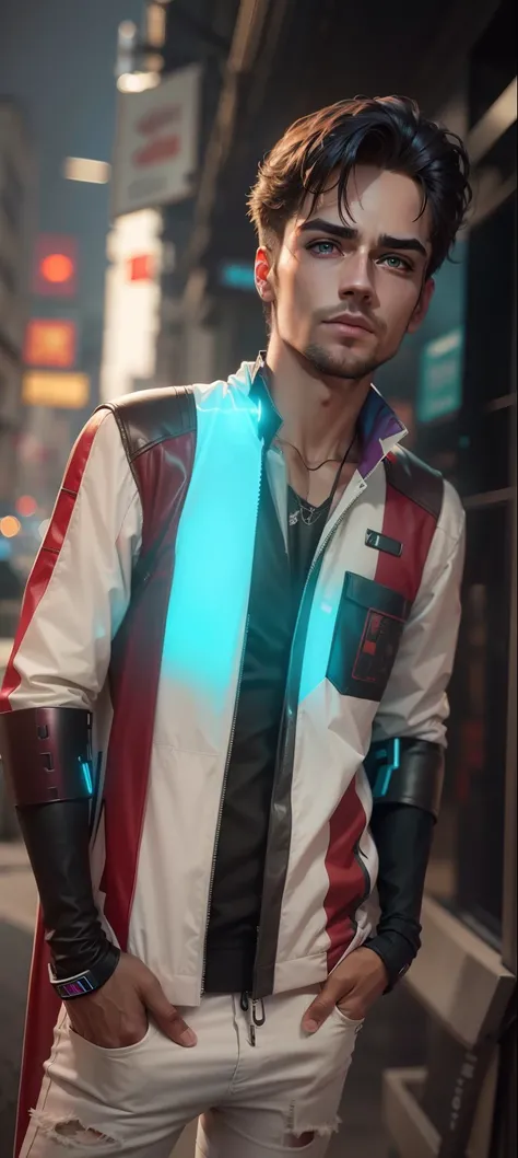 Change background cyber Punk handsome boy realistic face 8k Ultra realistic