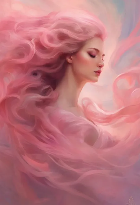 Close up of a goddess woman with brown hair and necklace, digital art inspired by Yanjun Cheng, Tumblr, Rococo, portrait of jossi of blackpink, portrait jisoo blackpink, Flowing pink hair, Long flowing pink hair, long bubblegum hair, with pink hair, Pink g...