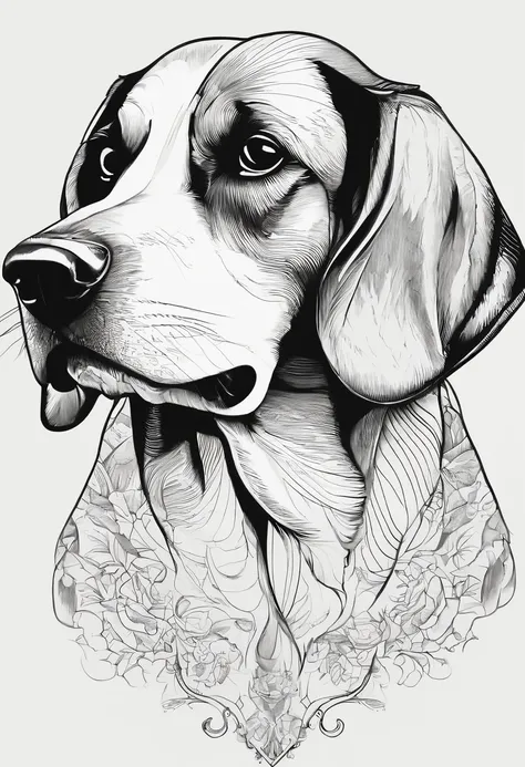 Beagle dog breed, tattoo sketch