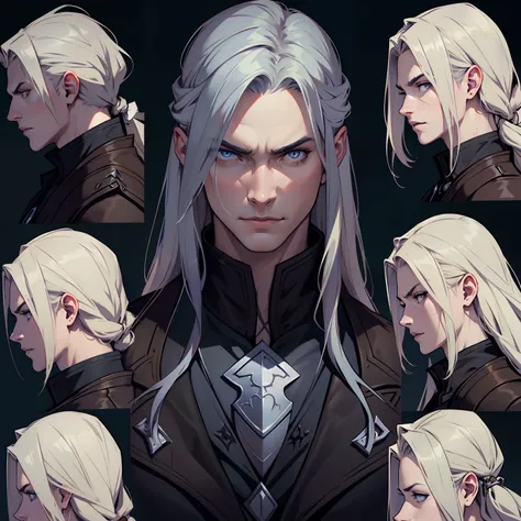 Castlevania Lord of shadows hyper realistic super detailed face portrait angle zoom different positions of the same Character design different angle view