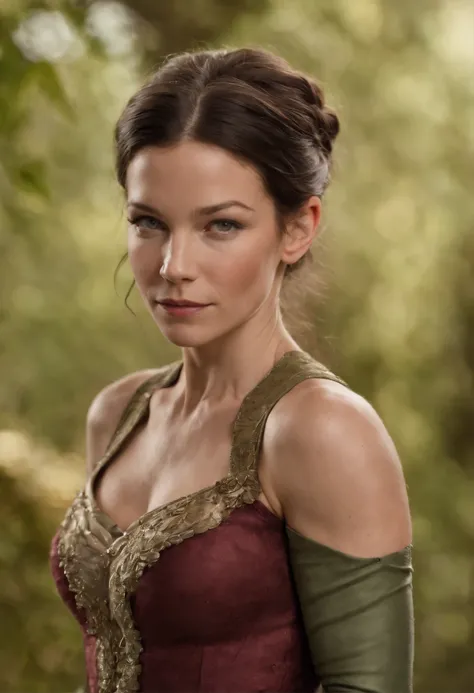 Evangeline Lilly vestida como mulher maravilha, corpo inteiro, pose de luta, hiper realista,4k