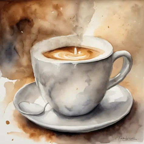 A stunning artwork showcasing the delicate process of latte art creation, the baristas hands expertly pouring steamed milk into a cup of espresso, forming intricate patterns and designs, the scene bathed in soft cafe lighting, the anticipation of a perfect...