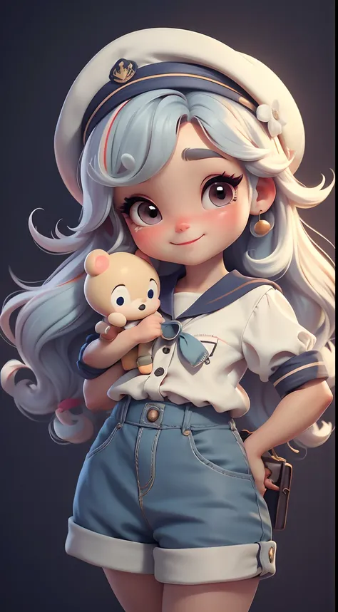 Create a series of cute cute baby chibi style dolls with a cute sailor theme, each with lots of detail and in an 8K resolution. All dolls should follow the same solid background pattern and be complete in the image, mostrando o (corpo inteiro, incluindo as...