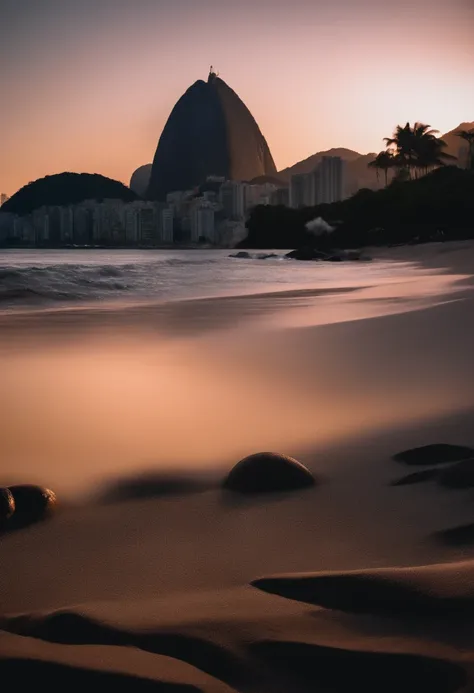 A beautiful realistic landscape at sunset in Rio de Janeiro with sugarloaf background image in 4K