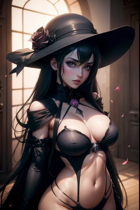 Anime girl with a hat and a rose in her hair, Albedo do anime Overlord, shalltear from overlord, albedo, Overlord, Gapmoe Yandere Grimdark, Retrato Gapmoe Yandere Grimdark, menina anime demon, shalltear bloodfallen, personagem bruxa escura, bruxa escura da...