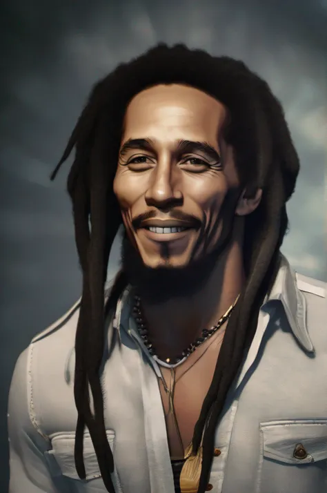 portrait of black Bob Marley illustration, art-station, .cgi_animation,