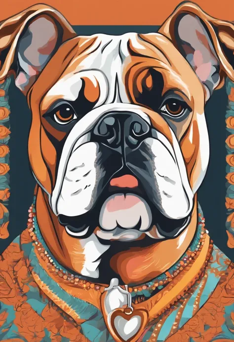 Close up do bulldog franc correndo no fundo colorido, Gatinho Digital, arte vetorial altamente detalhada, Jen Bartel, Estilo de arte impressionante, estilo de arte vetorial, arte do Adobe Illustrator, Arte de Alessandro Pautasso, Arte vetorial HD, Horse, a...