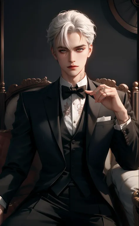 create a masterful and highly-detailed portrait of a young man who is the epitome of sophistication. this young man should be th...