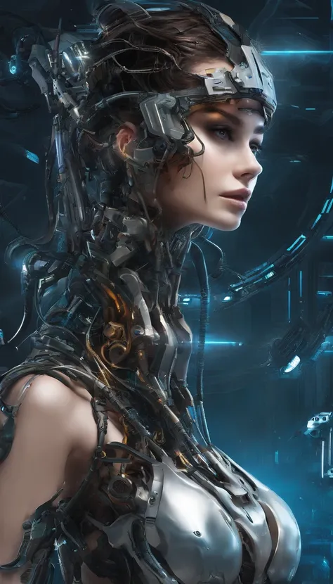 Beautiful cyborg warrior woman in rusty magic style, aumento cyberpunk, Cyber Software, ciborgue, fibras de carbono, cromar, Implantes, metal skull, Cyber Plate Armadura, (atmosfera escura:1.2), (nevoeiro & smoke billowing), (Its dark night:1.3), As cicatr...