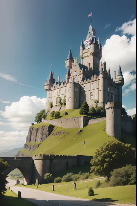 A castle in the scotland with this flag in the wallpaper