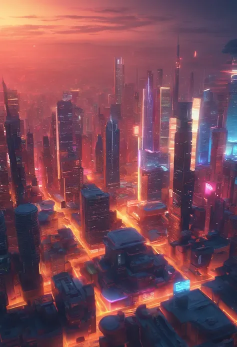 cyberpunked、futuristic cities、planet earth、Night view of cyberpunk lined with skyscrapers、neons、ＳＦart by、Utopian City、Megacities、dream、top-quality、​masterpiece、Beautiful cities of the future