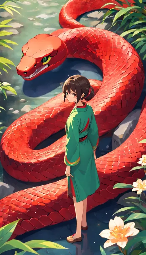 New Years snake, Year of the Snake，Snake whole body，Dont be characterized，Lunar New Year, spring flowers, Red lanterns, fundo vermelho, Extremely high quality, Full-HD, Close-up, 2023, ..。.。.3D