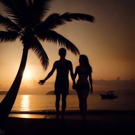 There are two people on the beach holding hands, gorgeous romantic sunset, Romantic!!!, romantic couple, Romantic, with sunset, on the beach during sunset, par, on the beach at sunset, in the sunset, in the sunset, with a sunset, on the beach at sunset, at...