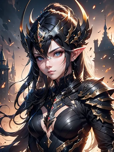 top-quality、Ultra-detailed、Cinematic lighting、Unique lighting effects、Lighting the face、4/5 shots、battle posture、dynamic motion、Full body portrait environment of beautiful 30 year old female elf with intricate details、Elegant person、Graceful aura、Elaborate...