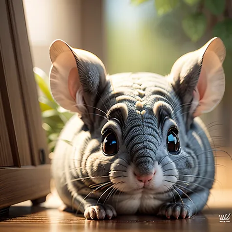 cute cartoon smooth grey chinchilla named wendy --auto --s2