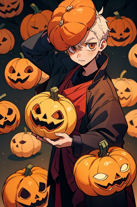 Male character with pumpkin head