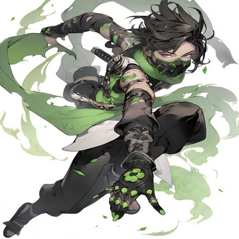 Anime character with green hair and black gloves holding knife, by Yang J, sage ( pricing ), keqing from genshin impact, demon slayer rui fanart, demon slayer artstyle, detailed anime character art, handsome guy in demon slayer art, rogue anime girl, zhong...