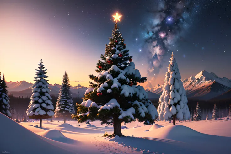 (Christmas),sci-fy，Skysky，starrysky，Wallpapers，4K,