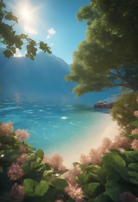 masutepiece, Best Quality, (Very detailed CG Unity 8K wallpaper) (Best Quality), (Best Illustration), (Best Shadows) Nature&#39, Blue Sea,Delicate leaf petals fall into the air rays Tracking, Ultra Detailed - V6