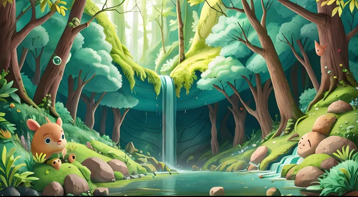 Forest with secret waterfall