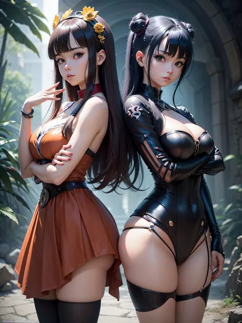 Imagine uma imagem de um NFT que mescla com clareza e detalhes dois famosos animes japoneses, Creating truly epic digital art. Each element of this image is carefully designed to capture the distinct characteristics of these two anime, providing a visually...