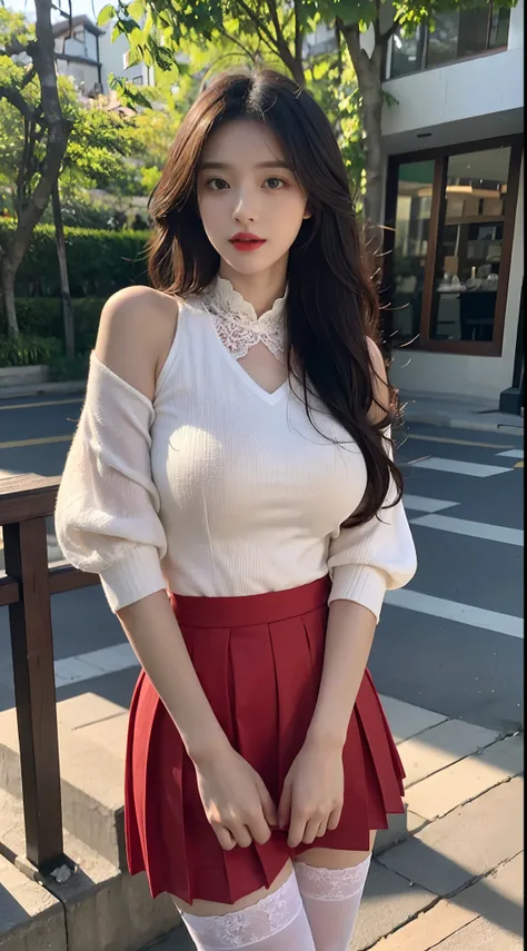 A perfect young female white-collar worker，Chinese big breasts，High picture quality，Works of masters，Black hair，Long hair shawl，Long hair flowing over the shoulders，Beach wave hairstyle，cropped shoulders，鎖骨，exquisite face，Hydrated red lips，（（Wear colorful ...