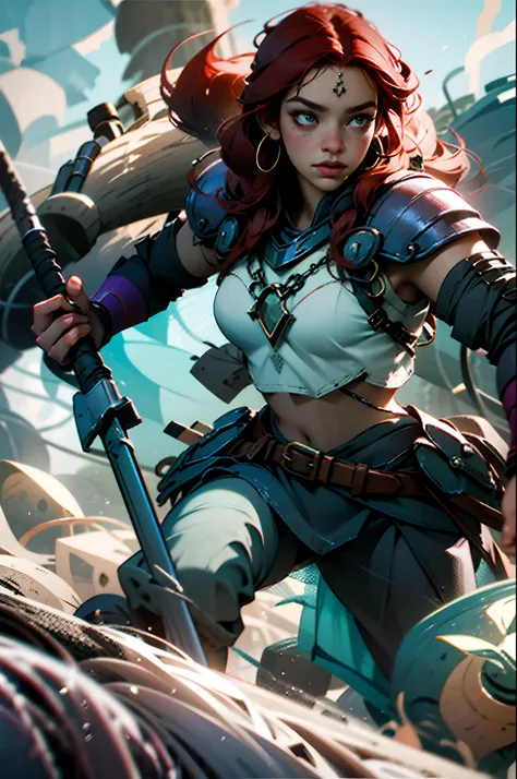 Viking goddess, Ingwaz Rune, red hair, axe --auto --s2