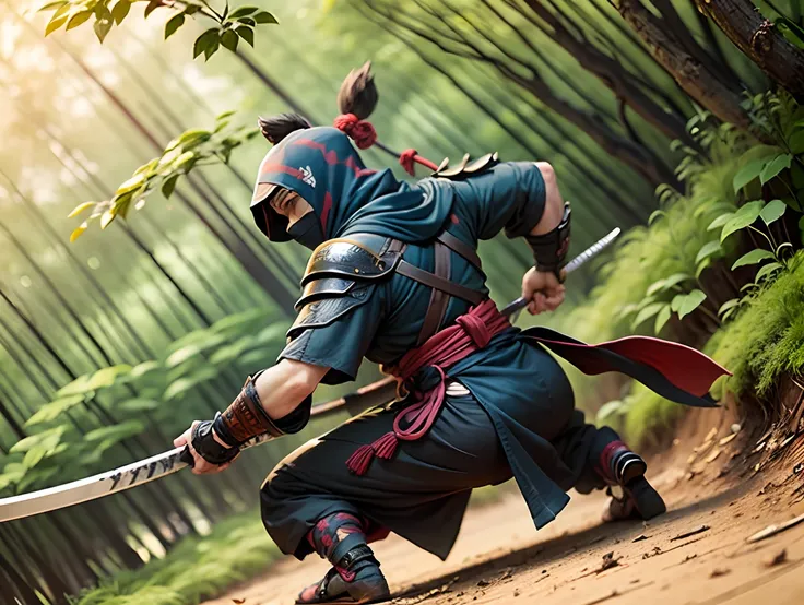 ninja vs samurai, bamboo forest, tao --auto --s2