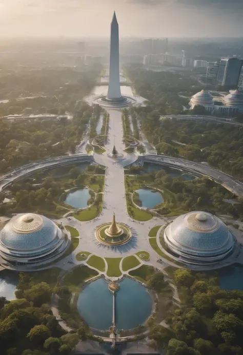 Indonesia monas futuristic city, 8k HDR, unreal engine 5, ultra detailed, cinematic tone, midjourney