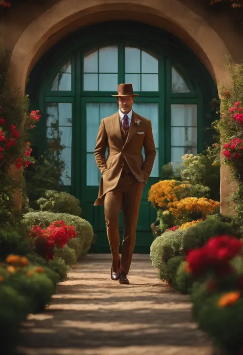 Man of the garden well dressed animated