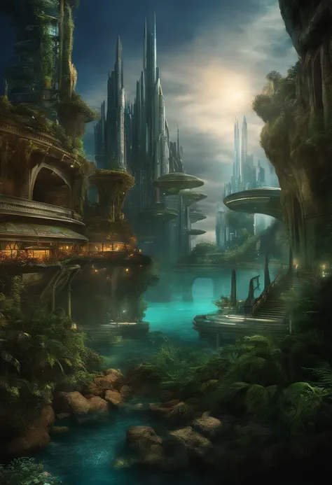 Stargate Atlantis City resting in the ocean