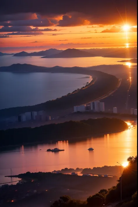 uma paisagem linda do por do sol