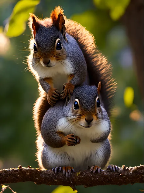 a squirrel，tree holes，adolable，fluffly，realisticlying，soft light，face the lens，reality,offcial art,8k quality,super detail,fine ...