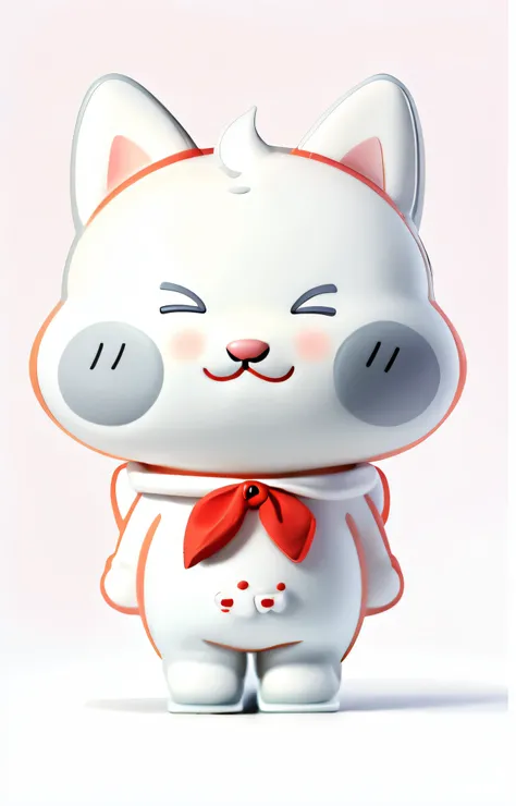 There is a cartoon cat，A red bow hangs around his neck, Kawaii cat, Skiing - Confucius Institute, Touch, tchibi, inspired by Chen Chi, chiho, Kawaii chibi, inspired by Cui Bai, Simbri, fat chibi grey cat, A cute cat, cute character, chibiStyle, cutecore, L...