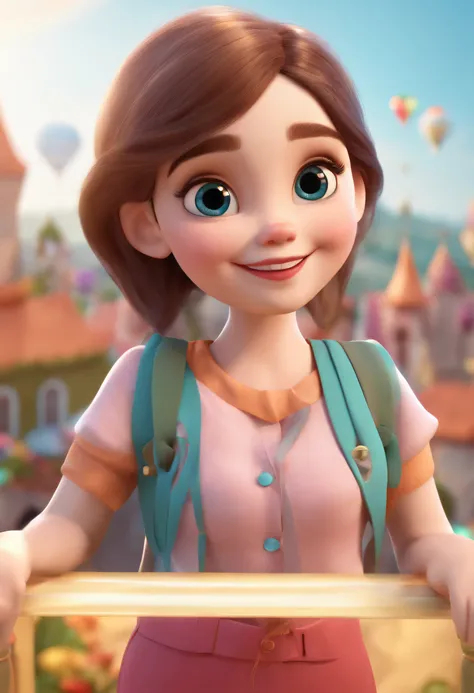 3d cartoon beautiful girl no glasses smart smile --v4