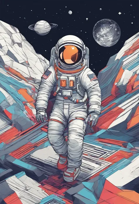 Astronaut, extreme minimalism, empty space