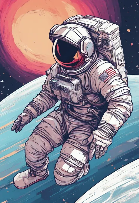 Astronaut, extreme minimalism, empty space