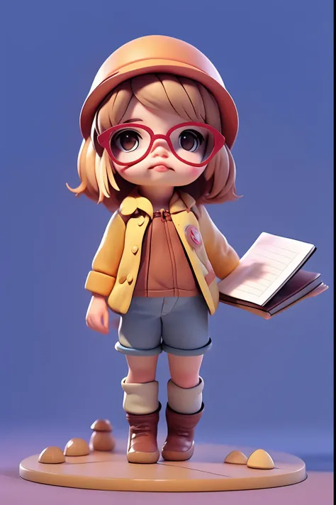 A high resolution，Engineering IP images，Wear a red hard hat，With glasses，full bodyesbian，with a round face，Short hair，Serious and rigorous，Notebook in hand，Wear a shirt and a party emblem