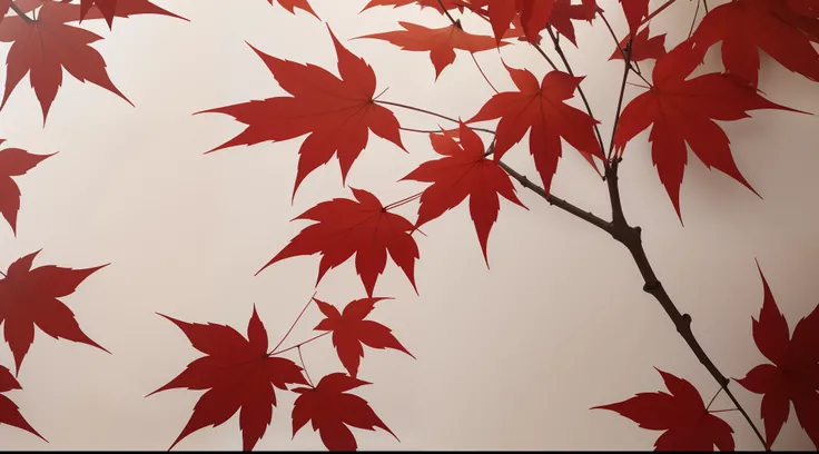 Red maple petiole design, Cotton texture, stylish, Wallpaper-like, Pale background, top-quality, ​masterpiece, Photorealsitic, ultra-detailliert