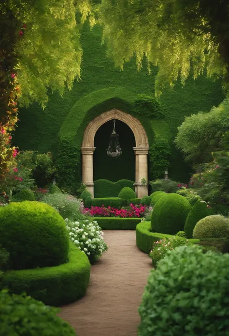 green garden background