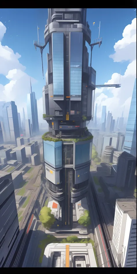 There is a photo of the futuristic city，There is a train next to it, overwatch building, futuristic tower, futuristic skyscrapers, urban concept art, Ultra detailed concept art, apex legends concept art, Detailed 4K concept art, 8 K high detail concept art...