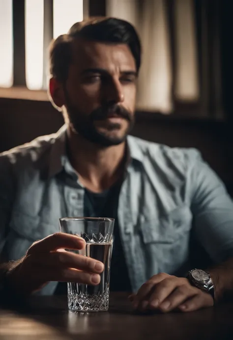 A man drinks from a glass of water