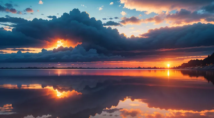 no humans, cloud, sky, reflection, outdoors, water, ocean, scenery, cloudy sky, sunset, horizon