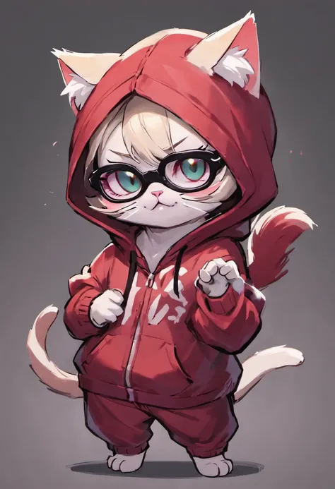 Cartoon cat in hoodie with glasses and hoodie, cute detailed digital art, Adorable Digital Painting, Cute digital art, teemo, Advanced Digital Chibi Art, epic digital art illustration, by Shitao, artwork in the style of guweiz, anthropomorphic cat ninja, J...