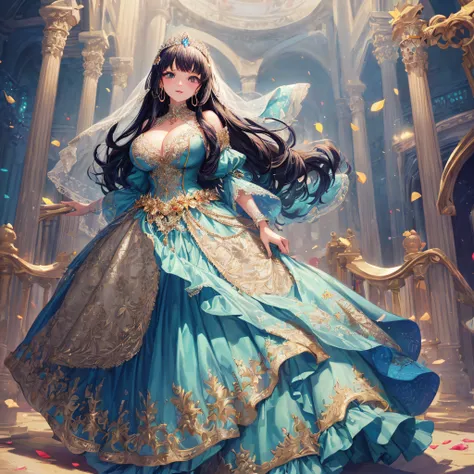 (masterpiece, best quality,extremely detailed,moe anime art style:1.1),1girl, (solo), cute, kawaii,digital art,((1 bling-bling anime princess wearing beautiful embroidery and jeweled gorgeous princess ballgown with voluminous full length hoop skirt)),((cri...